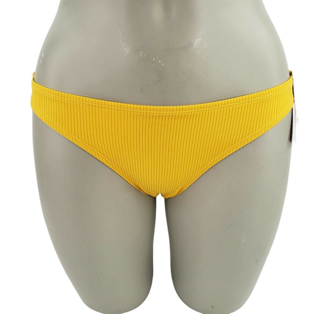 Juniors Bikini Swim Bottom 7/9 Womens 4/6 Honey Yellow Ribbed Cheeky